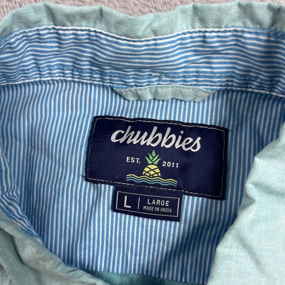 Chubbies Mens Button Down Sz L State of Mind Friday Shirt Palm Trees Hawaiian - Picture 2 of 8